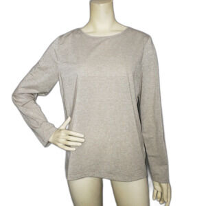 TALBOTS SIlver Long Sleeve Crew Neck Dress Top Womens Size Large